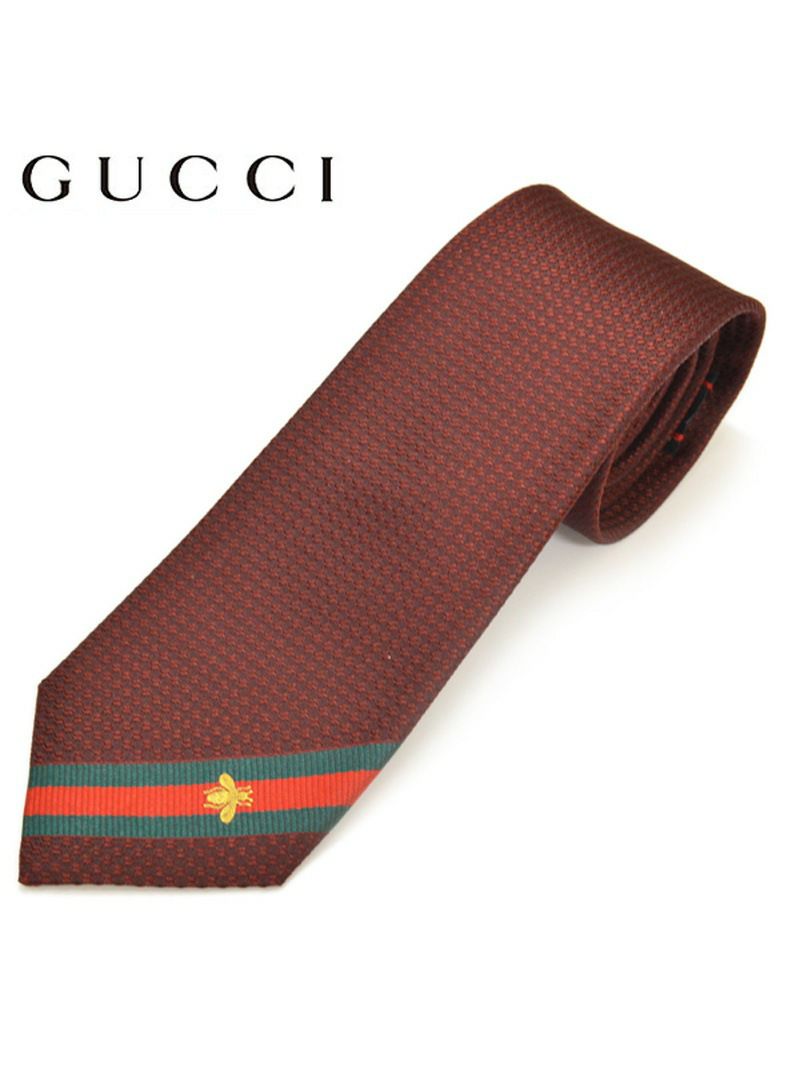 ネクタイ グッチ メンズ GUCCI ビー（ハチ）ウェブ付き シルク ナロータイ サイズ剣幅7cm egc19s003 456510-6266 RED レッド OEO