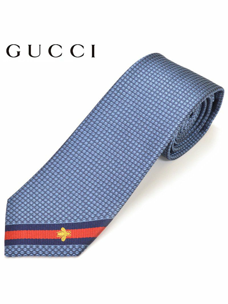 ネクタイ グッチ メンズ GUCCI ビー（ハチ）ウェブ付き シルク ナロータイ サイズ剣幅7cm egc19s005 456510-4768 BLUE ブルー OEO