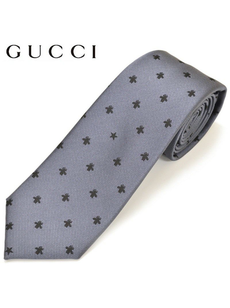 ネクタイ グッチ メンズ GUCCI ビー（ハチ）＆スター ハニー柄シルク ナロータイ サイズ剣幅7cm egc19s008 456526-1160 DARK GRAY ダークグレー OEO