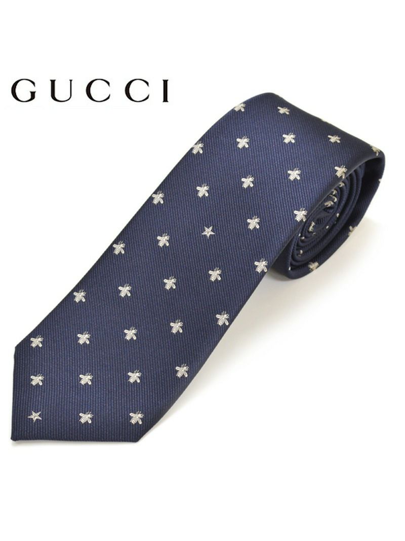 ネクタイ グッチ メンズ GUCCI ビー（ハチ）＆スター ハニー柄シルク ナロータイ サイズ剣幅7cm egc19s010 456526-4078 DARK NAVY ダークネイビー OEO