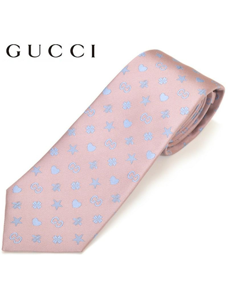 ネクタイ グッチ メンズ GUCCI シンボルズ モチーフ柄シルク ナロータイ サイズ剣幅7cm egc19s012 545834-5869 PINK ピンク OEO