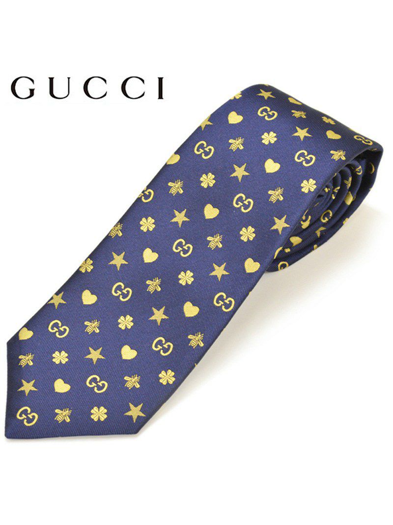 ネクタイ グッチ メンズ GUCCI シンボルズ モチーフ柄シルク ナロータイ サイズ剣幅7cm egc19s014 545834-4179 NAVY  ネイビー OEO | Rew-You(リューユ)