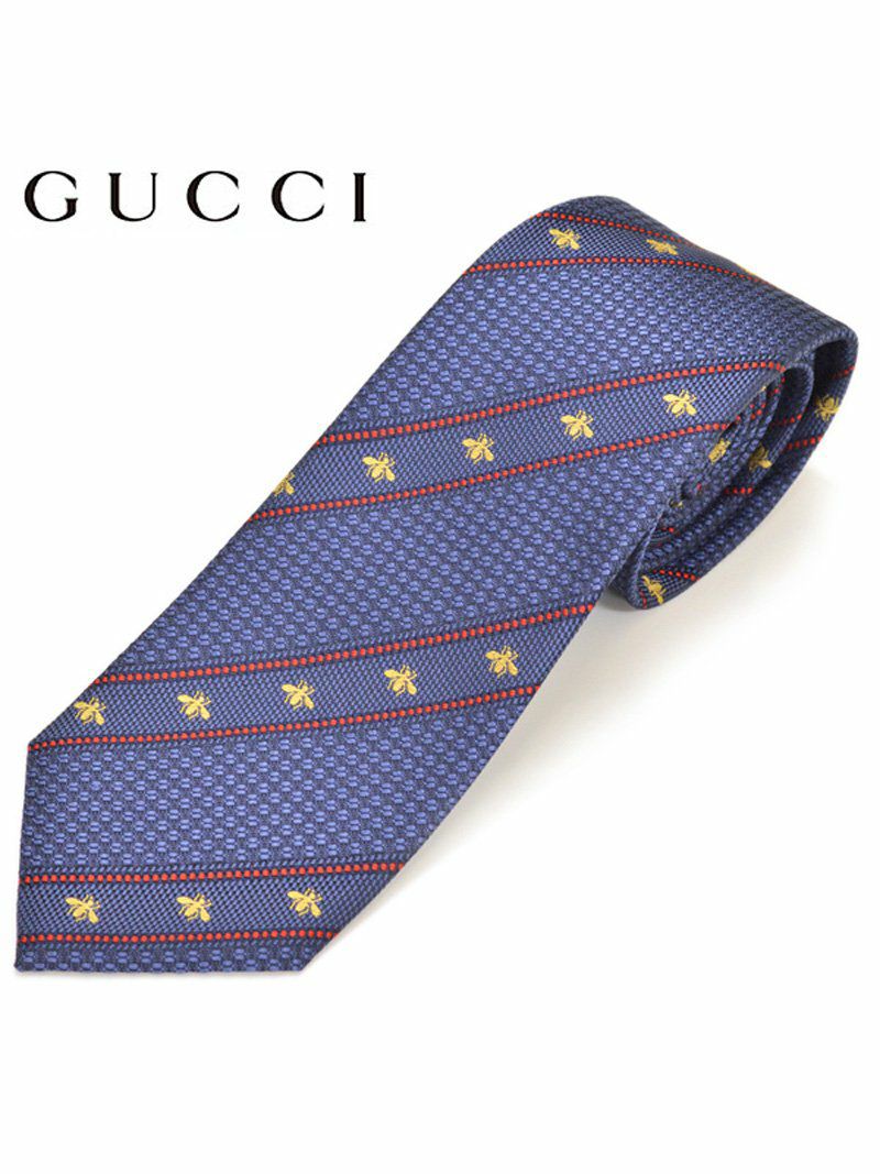 ネクタイ グッチ メンズ GUCCI ビー（ハチ）ハニーストライプ柄シルク ナロータイ サイズ剣幅7cm egc19s017 451528-4574 BLUE ペリウィンクルブルー OEO