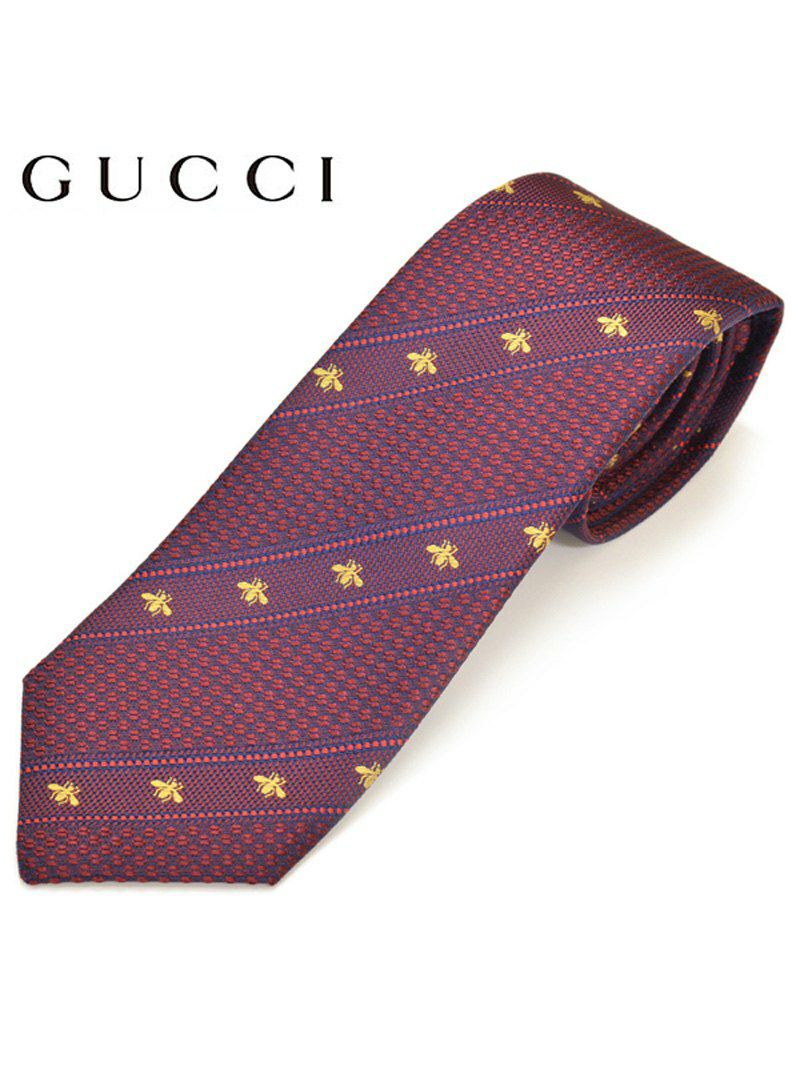 ネクタイ グッチ メンズ GUCCI ビー（ハチ）ハニーストライプ柄シルク ナロータイ サイズ剣幅7cm egc19s018 451528-6174 BORDEAUX ボルドー OEO