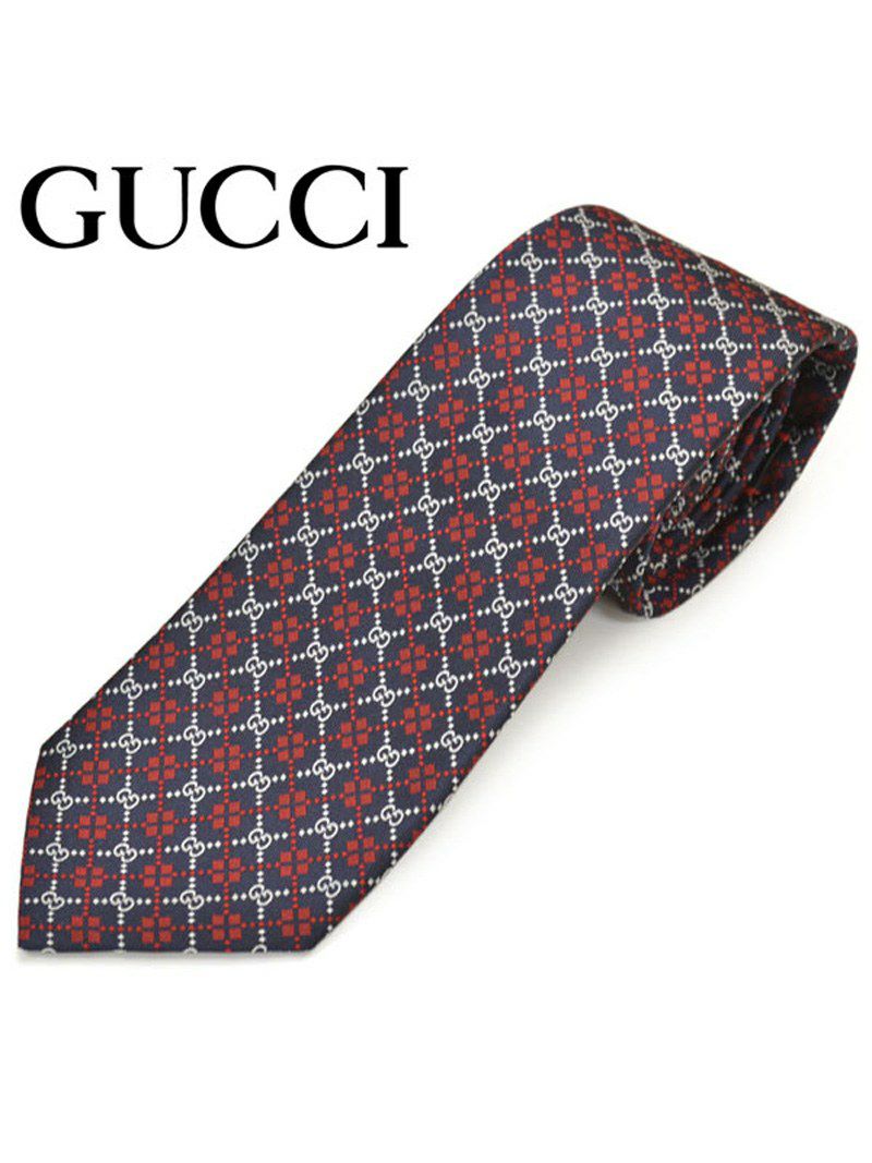 ネクタイ グッチ メンズ GUCCI GGダイヤモンド柄 シルク ナロータイ(サイズ剣幅7cm)egc19w004 545072-4177 ネイビーホワイトレッド OEO