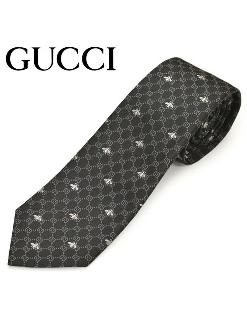 ネクタイ グッチ メンズ GUCCI GG＆ビー(ハチ)モチーフ柄 シルク ナロータイ(サイズ剣幅7cm)egc19w006 545078-1062 ブラックグレー OEO