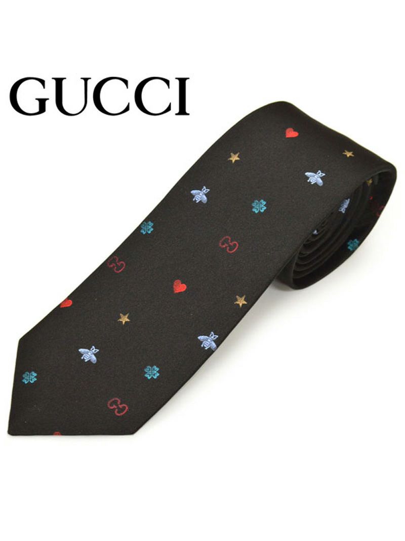 ネクタイ グッチ メンズ GUCCI シンボルズ モチーフ柄 シルク ナロータイ(サイズ剣幅7cm)egc19w012 571819-1000 ブラック OEO