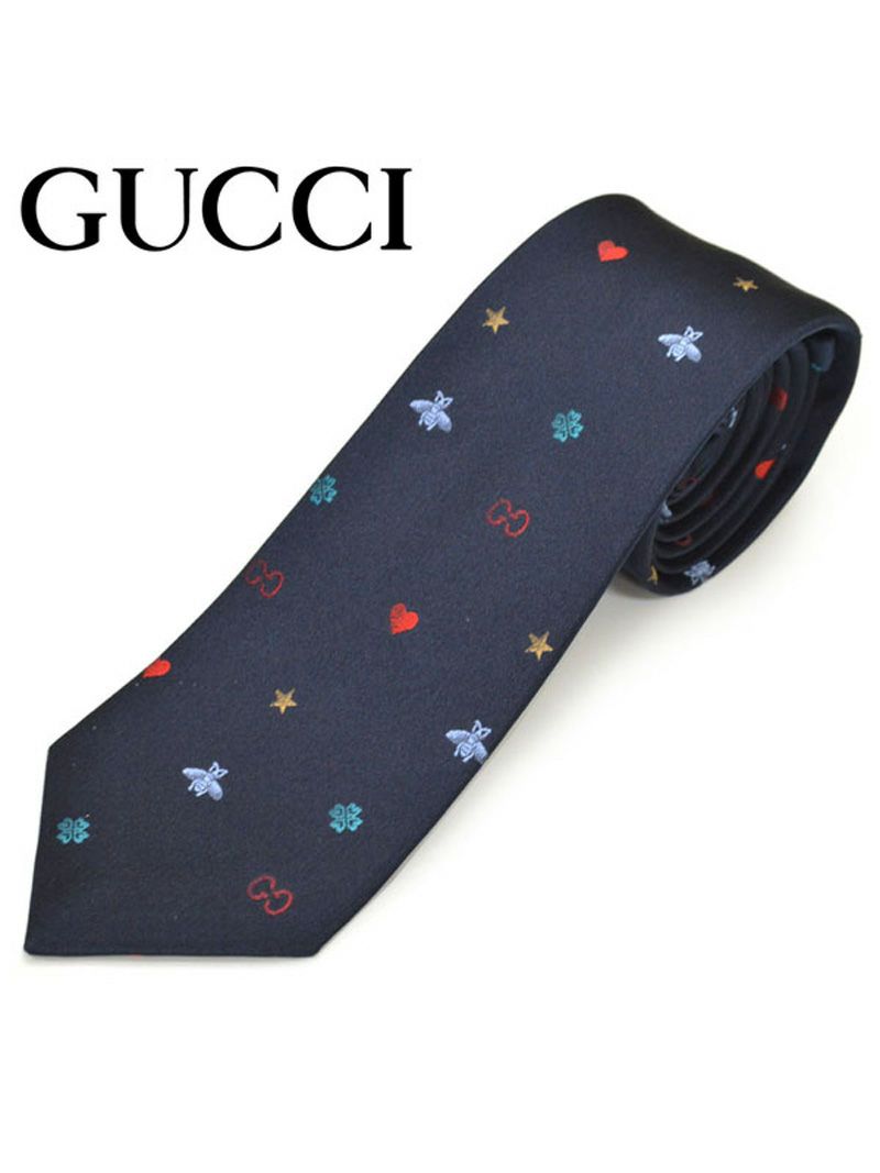 ネクタイ グッチ メンズ GUCCI シンボルズ モチーフ柄 シルク ナロータイ(サイズ剣幅7cm)egc19w013 571819-4100 ネイビー OEO