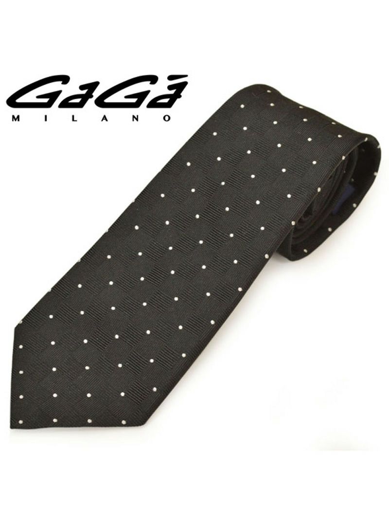 ネクタイ ガガミラノ GaGa MILANO メンズ ドット柄シルクネクタイ/ナロータイ(サイズ剣幅7cm)egg20s024 Z3038-9 ブラック OEO