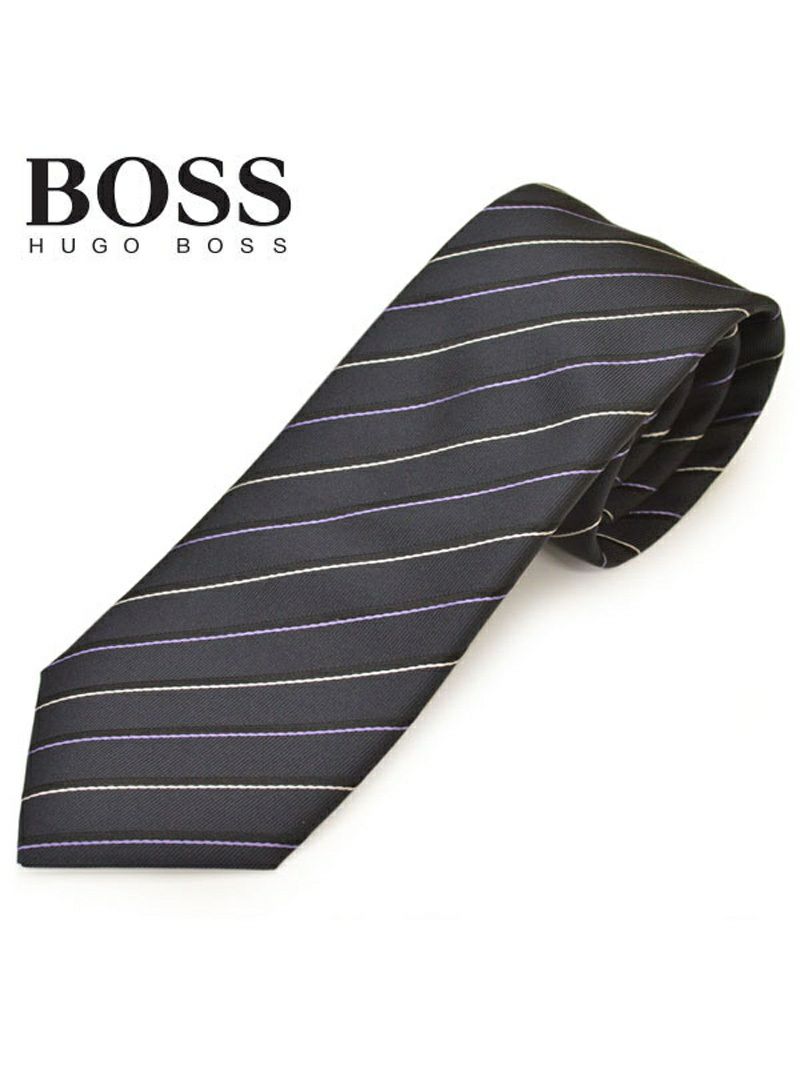 ネクタイ ヒューゴボス メンズ BOSS HUGOBOSS ストライプ柄シルク (サイズ剣幅8cm)ehb20s012 50423326-404 ブラック OEO