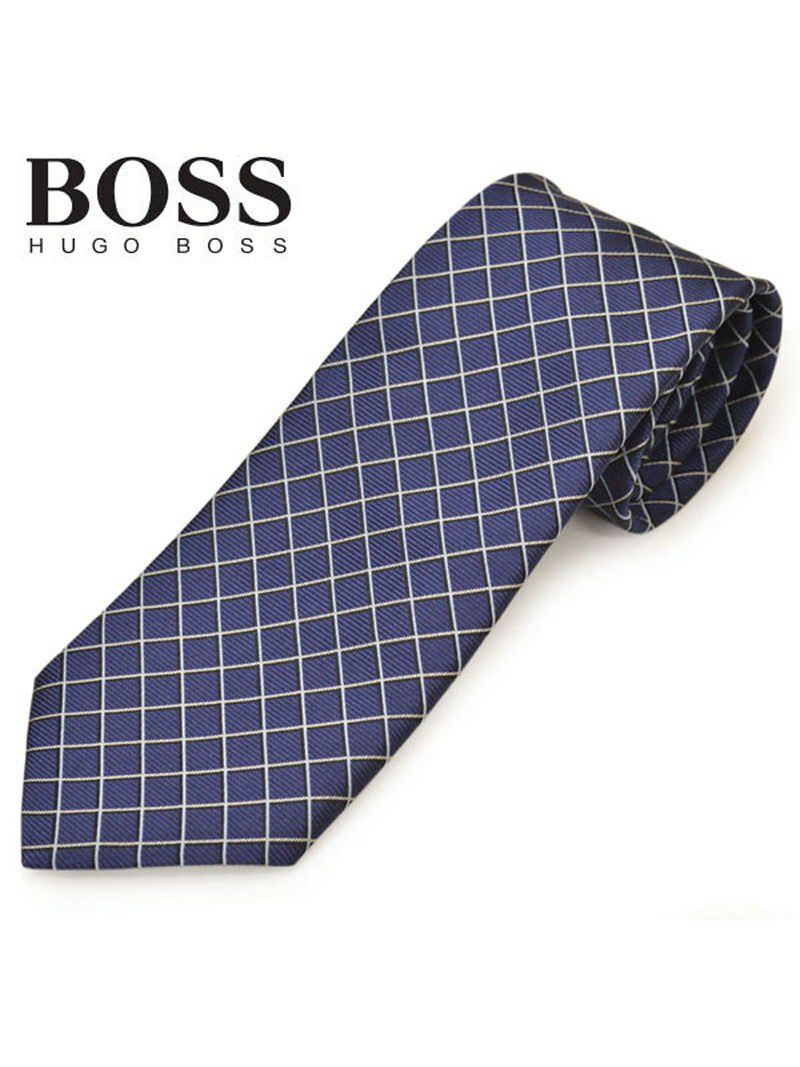 ネクタイ ヒューゴボス メンズ BOSS HUGOBOSS 格子柄シルク (サイズ剣幅7.5cm)ehb20s019 50424827-402 ネイビー OEO