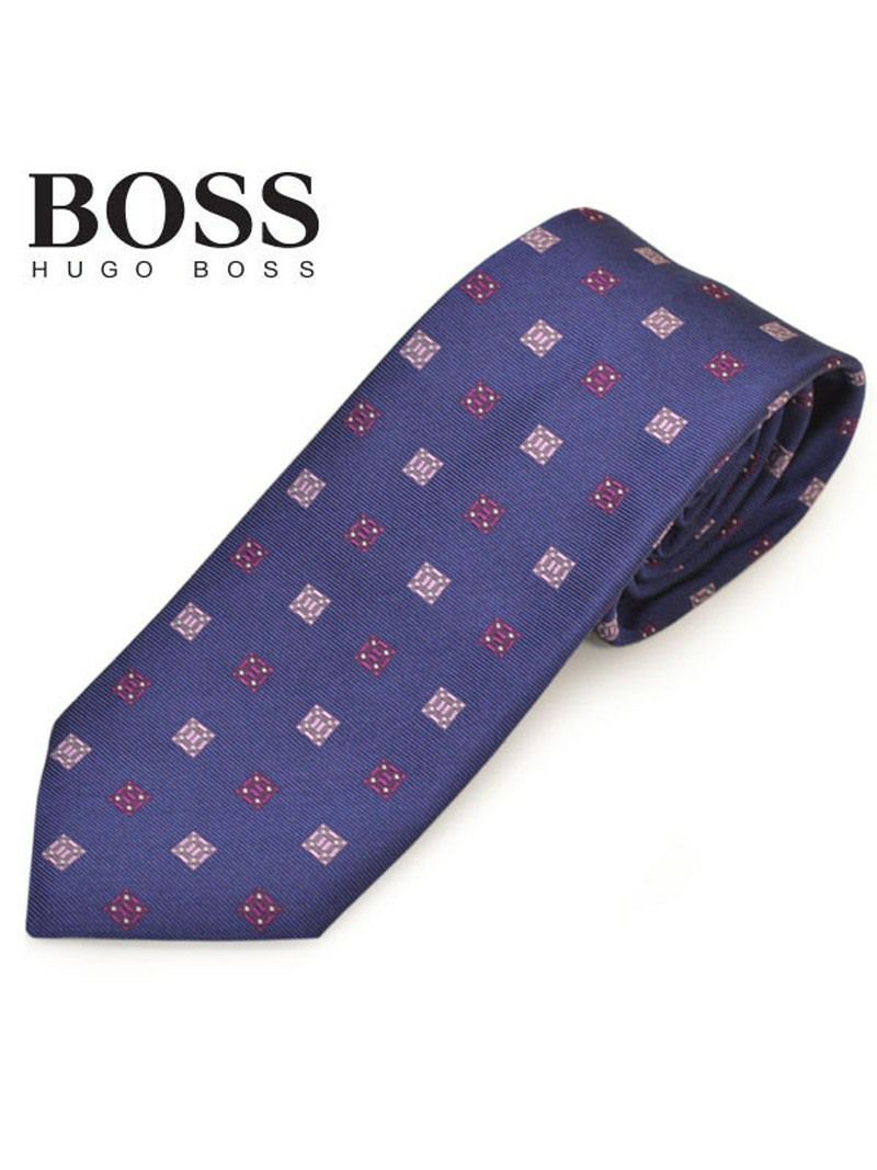 ネクタイ ヒューゴボス メンズ BOSS HUGOBOSS スクエア柄シルクネクタイ (サイズ剣幅7.5cm)ehb20s025 50429309-407 ネイビー OEO