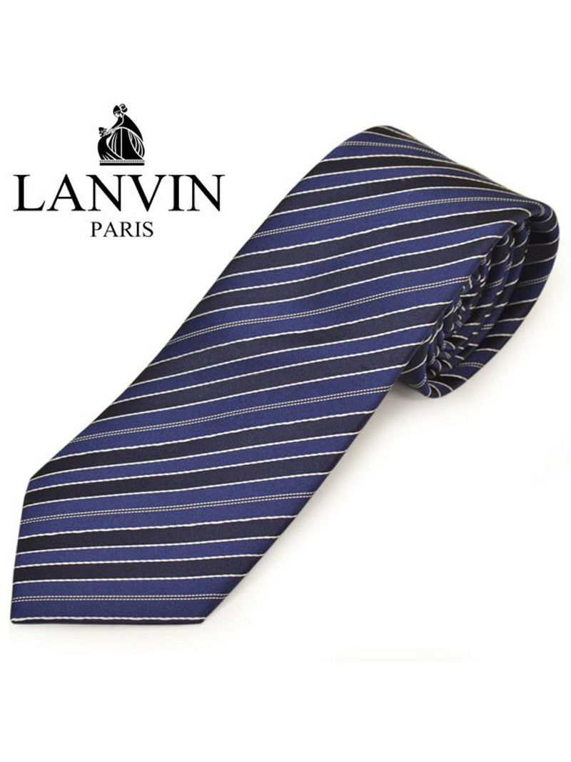 ネクタイ ランバン メンズ LANVIN ストライプ柄シルクネクタイ(サイズ剣幅8cm)elv20s005 2512-1 ネイビー OEO