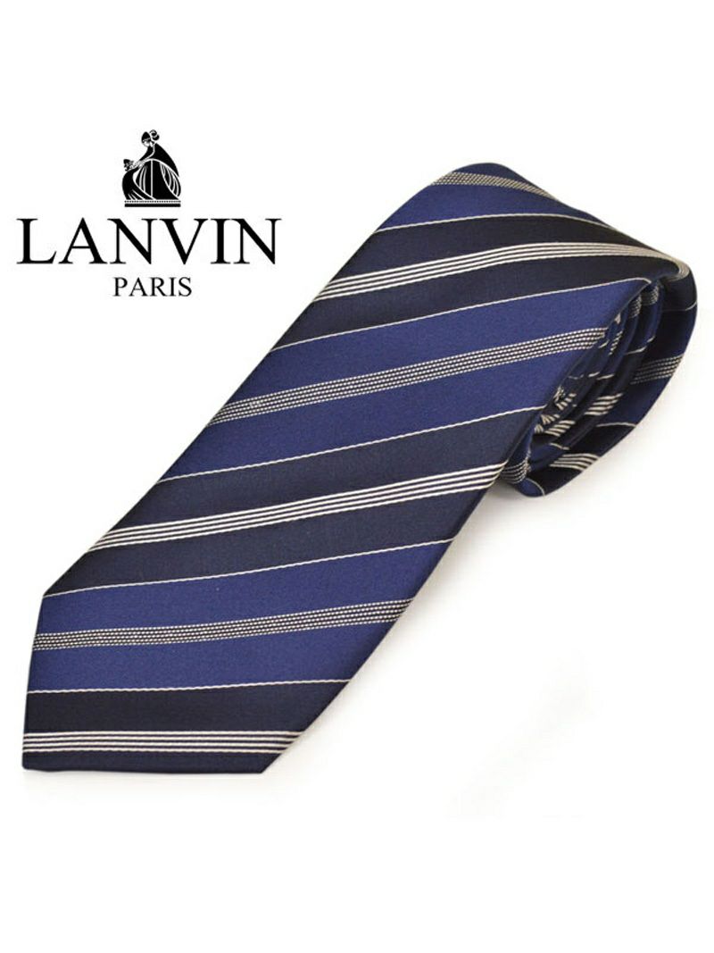 ネクタイ ランバン メンズ LANVIN ストライプ柄シルクネクタイ(サイズ剣幅8cm)elv20s006 2512-2 ネイビー OEO