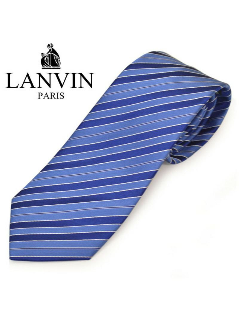 ネクタイ ランバン メンズ LANVIN ストライプ柄シルクネクタイ(サイズ剣幅8cm)elv20s007 2513-1 ブルー OEO