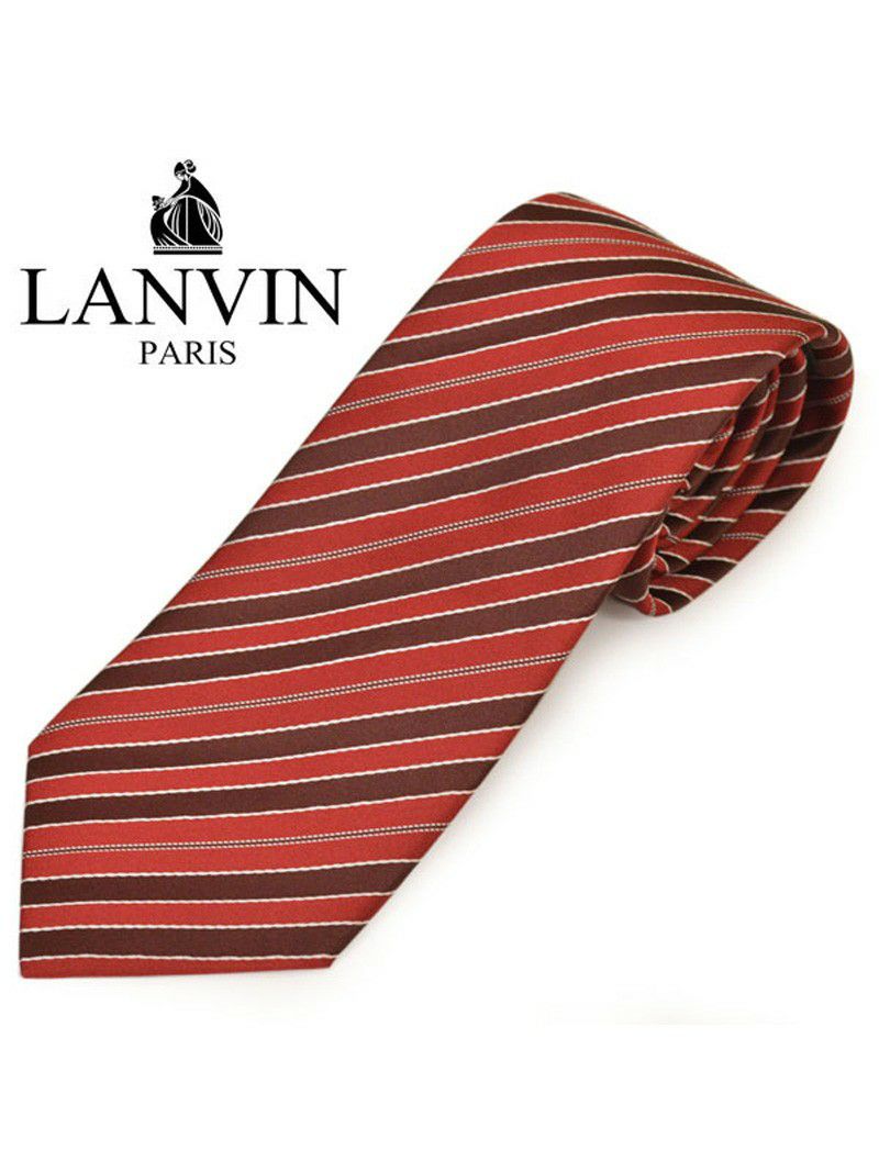 ネクタイ ランバン メンズ LANVIN ストライプ柄シルクネクタイ(サイズ剣幅8cm)elv20s009 2515-1 レッド OEO