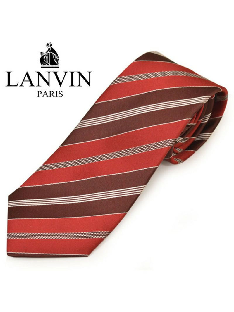 ネクタイ ランバン メンズ LANVIN ストライプ柄シルクネクタイ(サイズ剣幅8cm)elv20s010 2515-2 レッド OEO