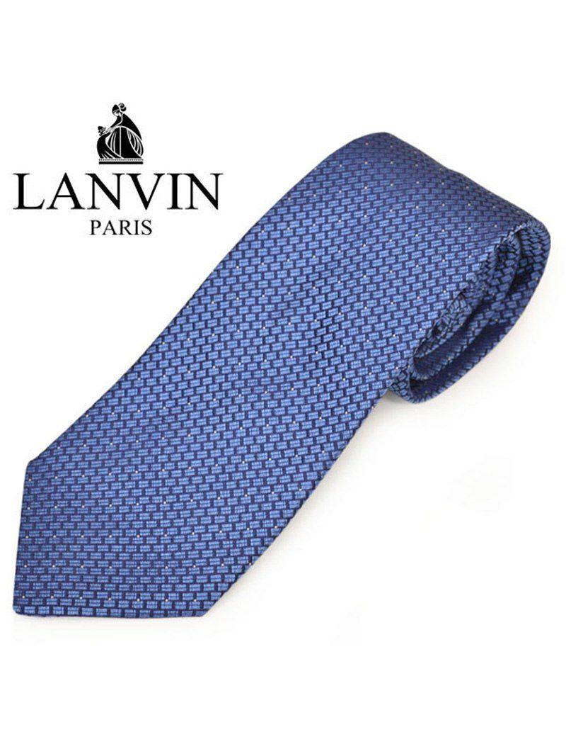 ネクタイ ランバン メンズ LANVIN ブロック柄シルクネクタイ(サイズ剣幅8cm)elv20s014 2581-2 ブルー OEO