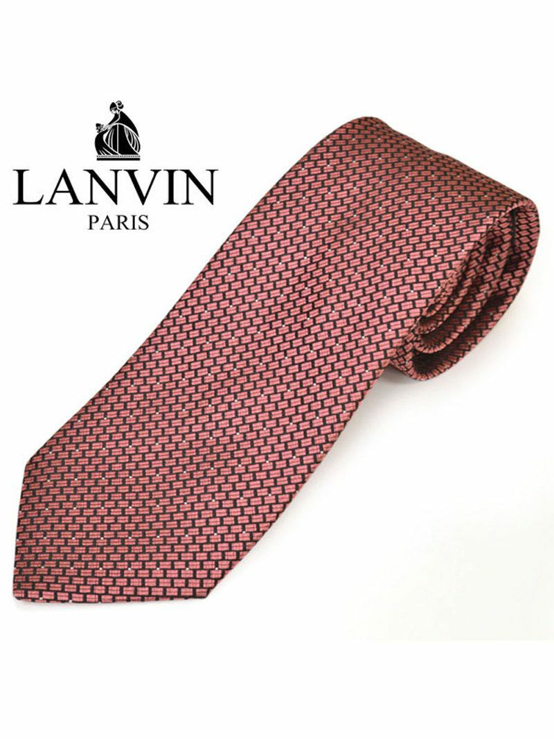 ネクタイ ランバン メンズ LANVIN ブロック柄シルクネクタイ(サイズ剣幅8cm)elv20s015 2581-4 ローズ OEO