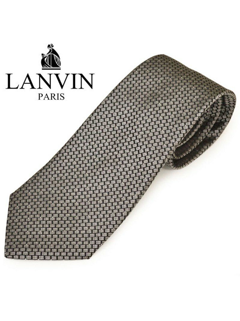 ネクタイ ランバン メンズ LANVIN ブロック柄シルクネクタイ(サイズ剣幅8cm)elv20s016 2581-6 ブラック OEO