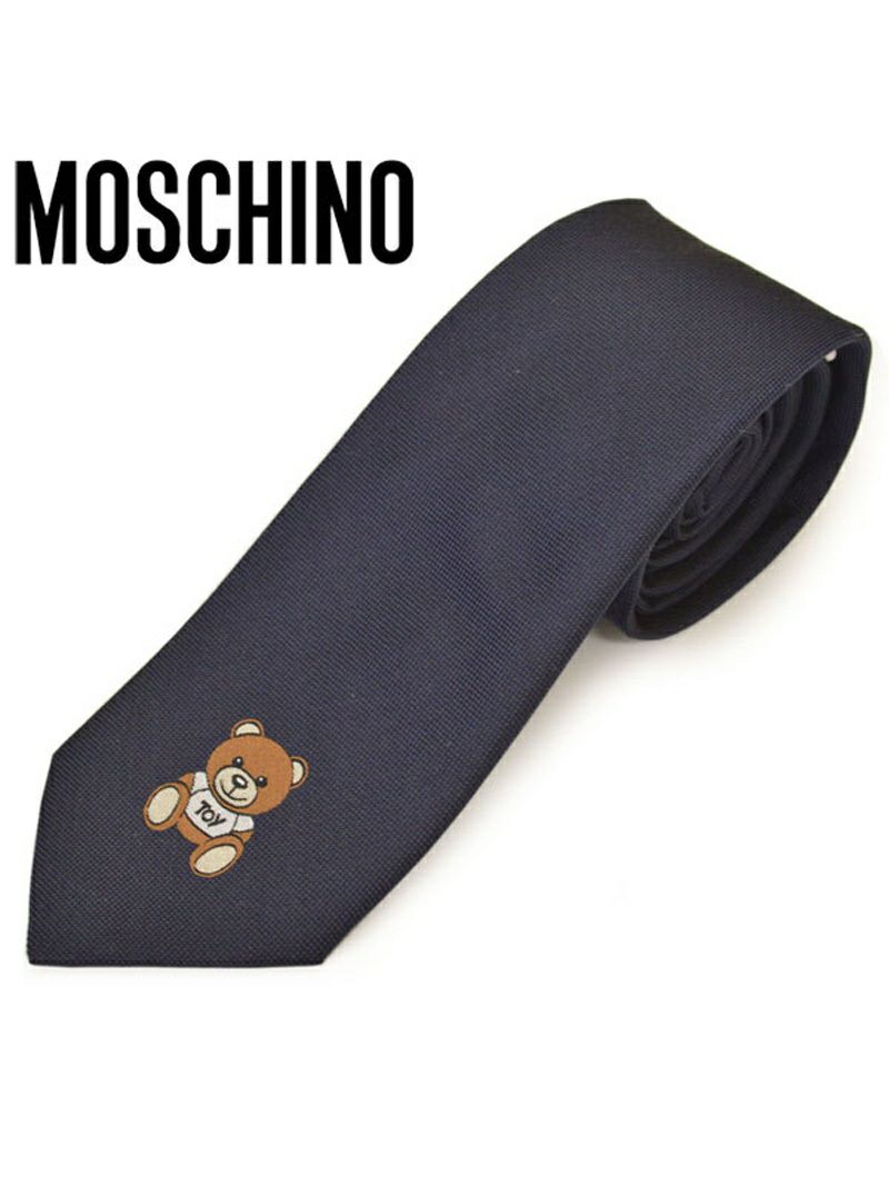 ネクタイ モスキーノ メンズ MOSCHINO テディベアワンポイントシルクネクタイ(サイズ剣幅7.5cm)emo20s001 M5180-13 ネイビー OEO