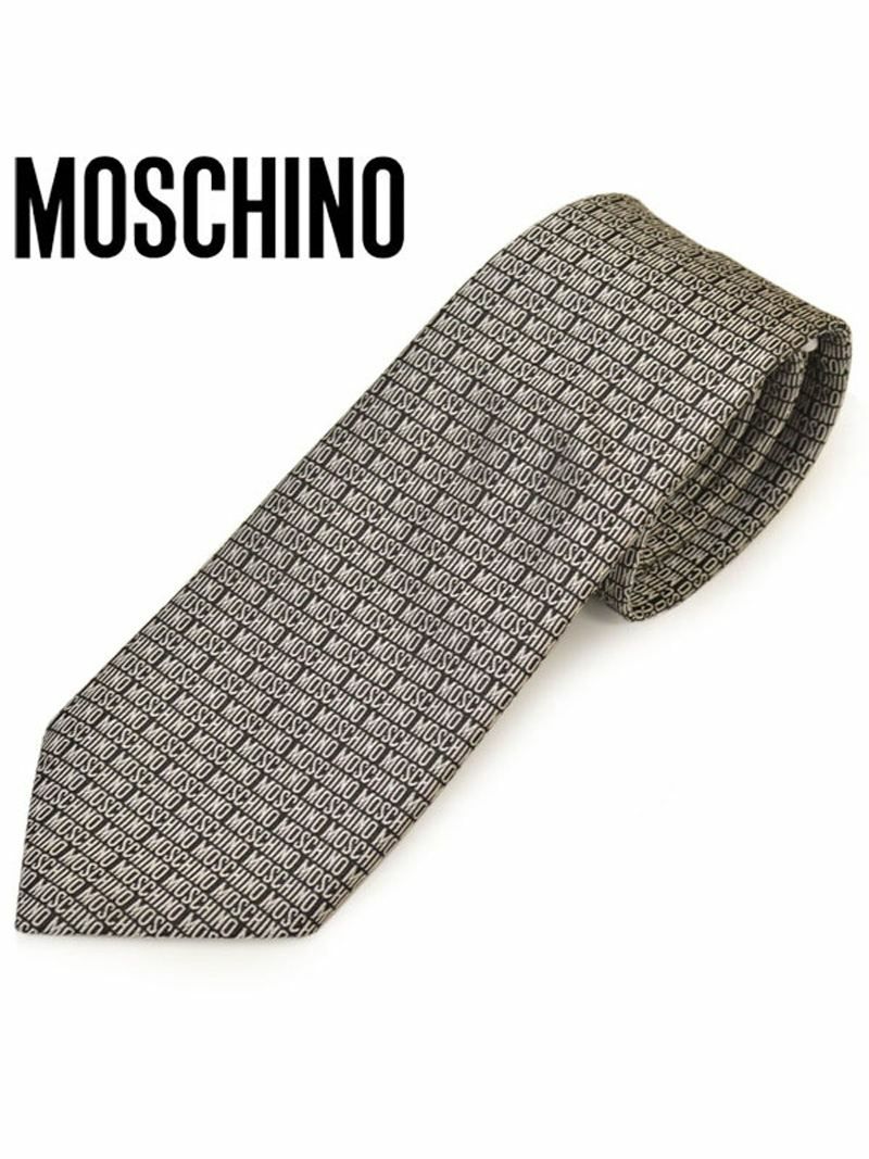 ネクタイ モスキーノ メンズ MOSCHINO ブランドロゴシルクネクタイ(サイズ剣幅7.5cm)emo20s003 M5181-12 ブラック×ホワイト OEO