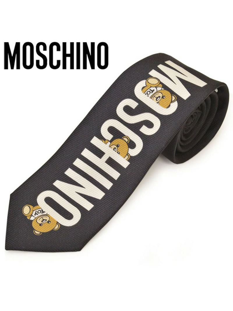 ネクタイ モスキーノ メンズ MOSCHINO ブランドロゴシルクネクタイ(サイズ剣幅7.5cm)emo20s005 M5346-6 ブラック OEO