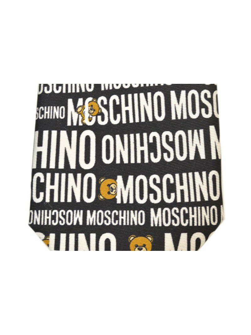 ネクタイ モスキーノ メンズ MOSCHINO ブランドロゴキャラクターシルクネクタイ(サイズ剣幅7.5cm)emo20s007 M5354-1 ブラック×ホワイト OEO