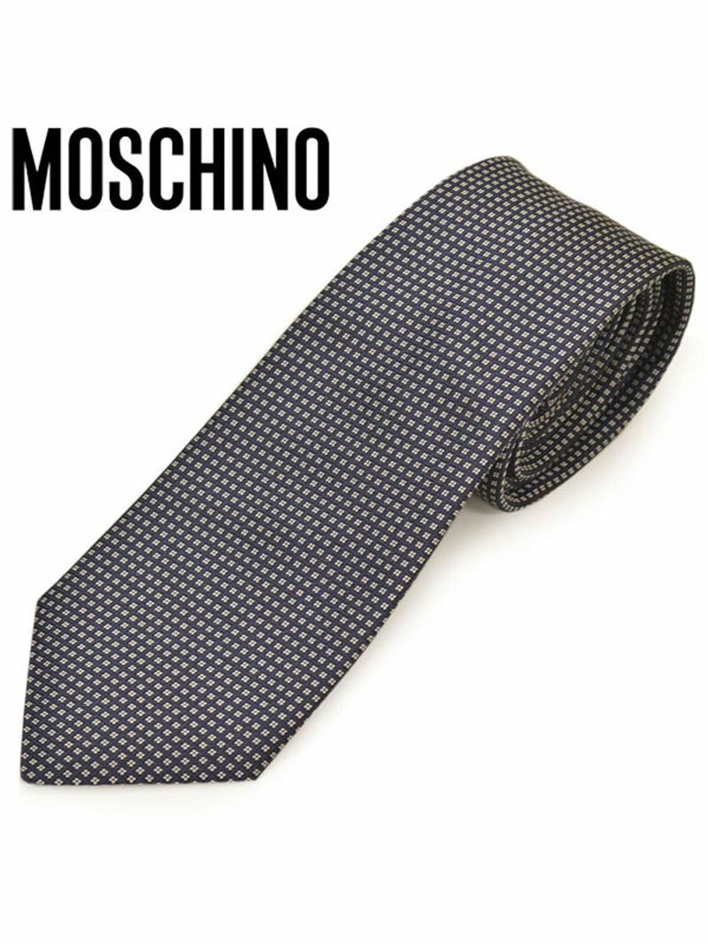 ネクタイ モスキーノ メンズ MOSCHINO スクエアドット柄シルクネクタイ(サイズ剣幅7.5cm)emo20s011 M5367-8 ネイビー OEO