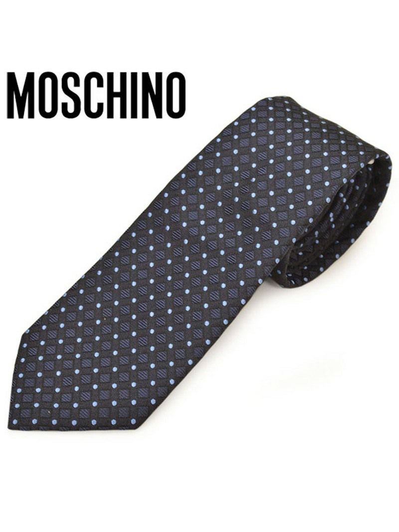 ネクタイ モスキーノ メンズ MOSCHINO ドット柄シルクネクタイ(サイズ剣幅7.5cm)emo20s014 M5372-2 ネイビー OEO