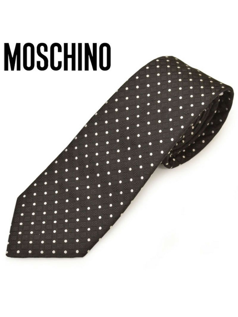 ネクタイ モスキーノ メンズ MOSCHINO ドット柄シルクネクタイ(サイズ剣幅7.5cm)emo20s015 M5372-8 ブラック OEO