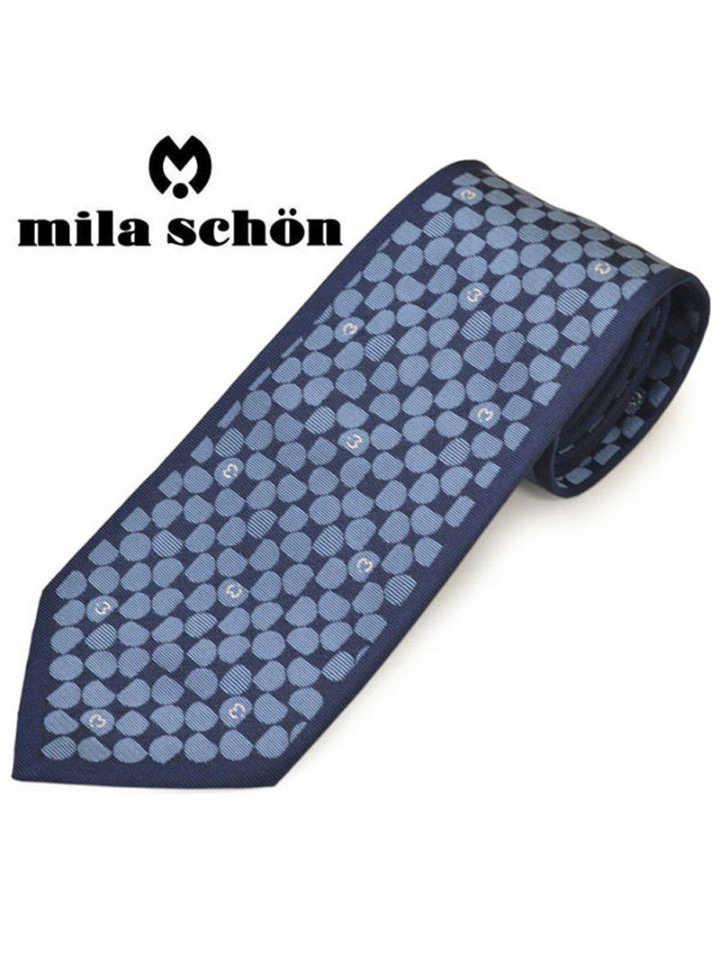 ネクタイミラ ショーン メンズ mila schon 総柄シルクネクタイ(サイズ剣幅9cm)ems20s001 11604-1 ネイビー×ブルー OEO