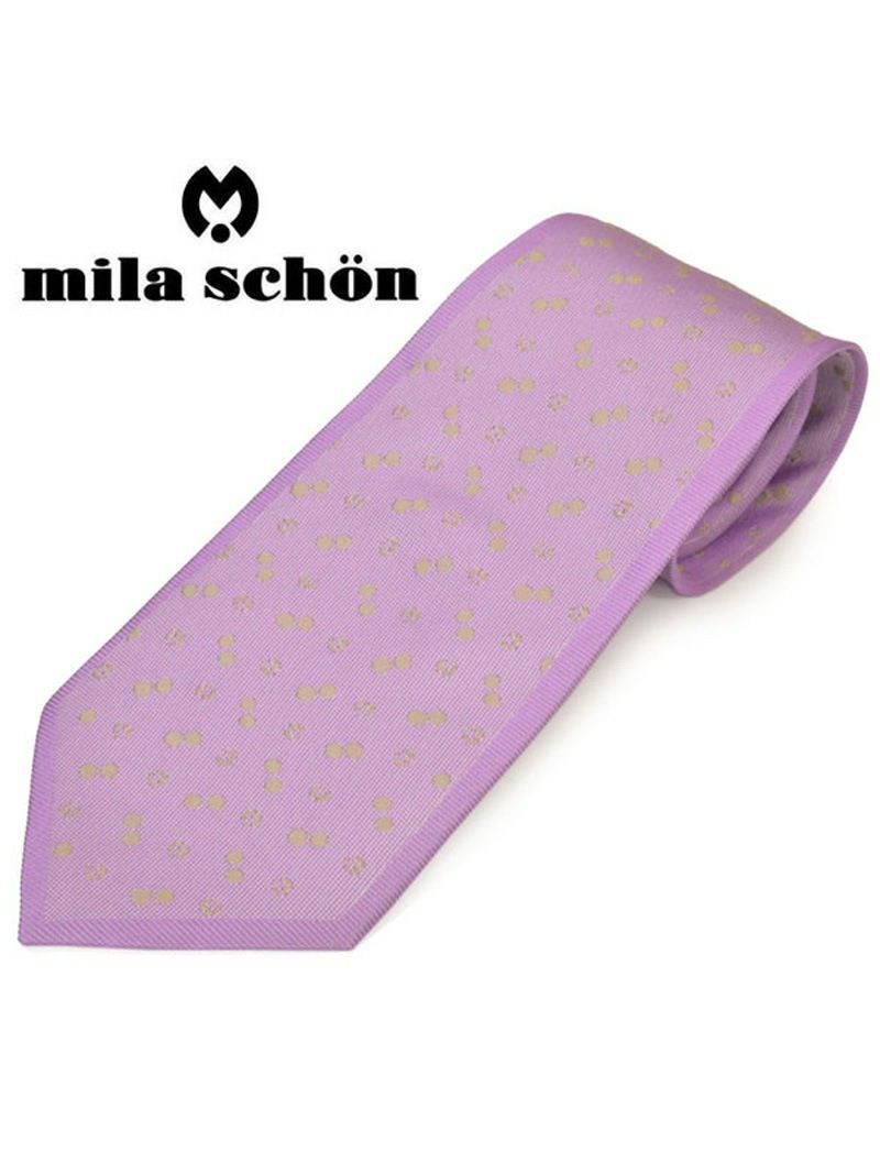 ネクタイミラ ショーン メンズ mila schon ドット柄シルクネクタイ(サイズ剣幅9cm)ems20s009 11904-5 ピンクパープル OEO