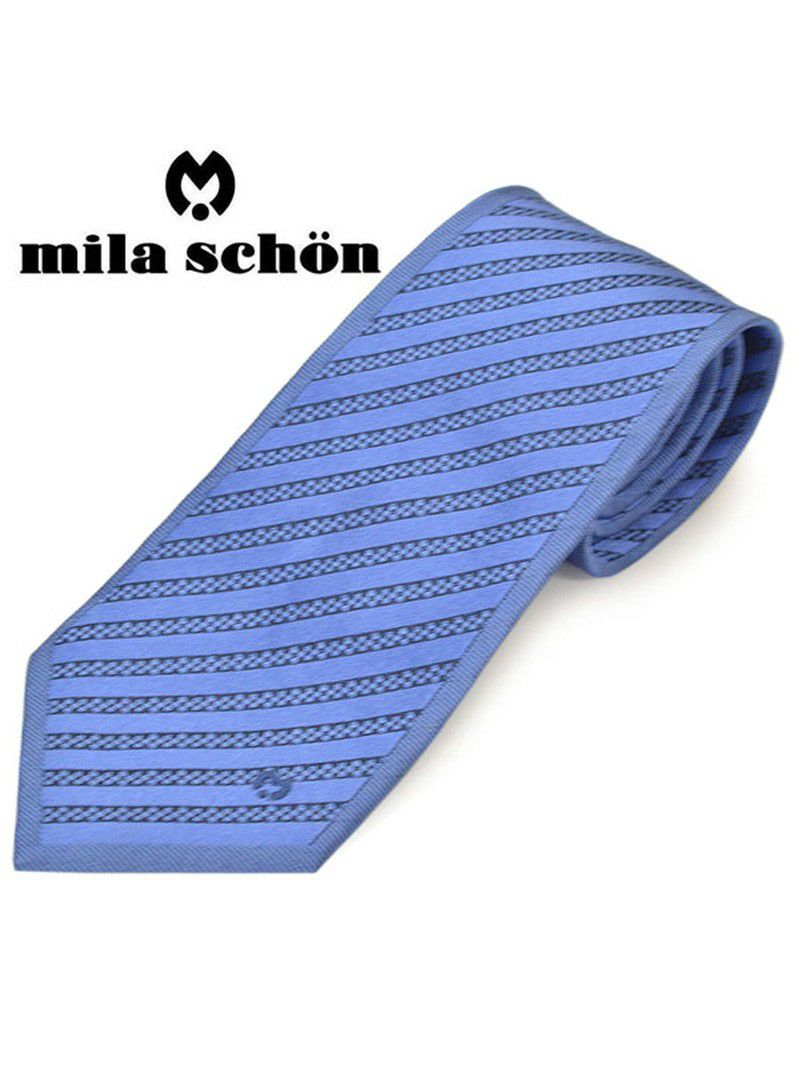 ネクタイミラ ショーン メンズ mila schon ストライプ柄シルクネクタイ(サイズ剣幅9cm)ems20s011 11905-3 ブルー OEO