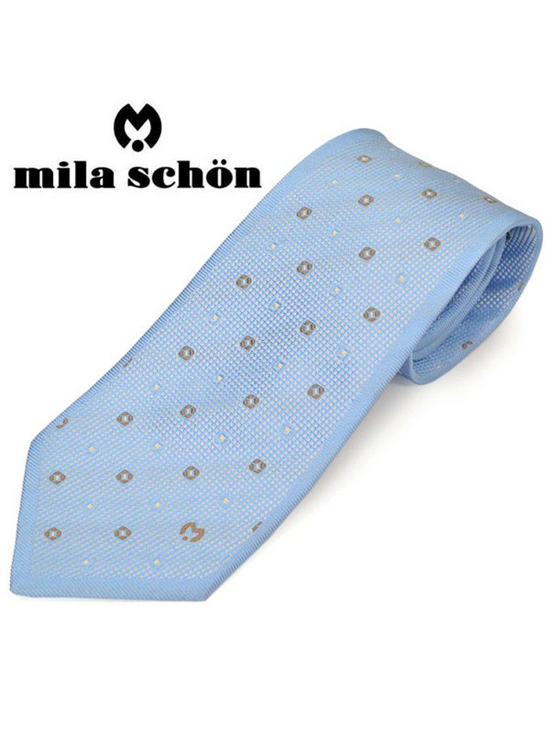 ネクタイミラ ショーン メンズ mila schon スクエアドット柄シルクネクタイ(サイズ剣幅9cm)ems20s014 11907-4 ライトブルー OEO