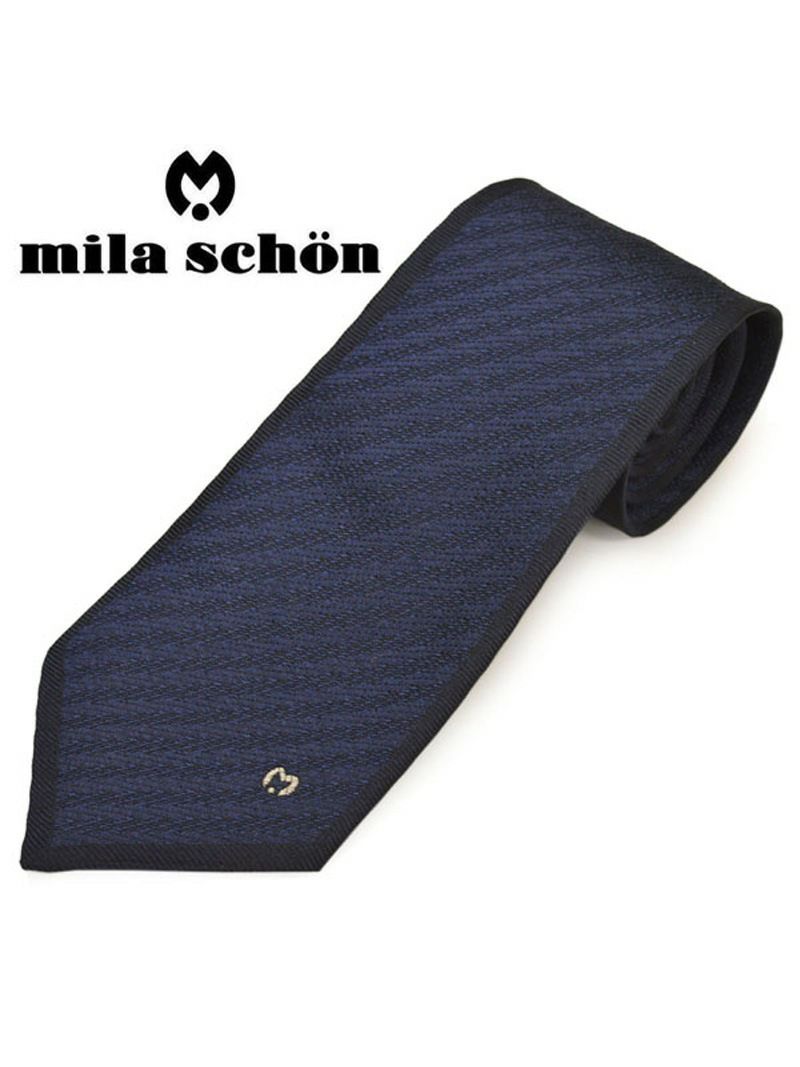 ネクタイミラ ショーン メンズ mila schon ストライプ柄シルクネクタイ(サイズ剣幅9cm)ems20s015 21701-1 ネイビー OEO