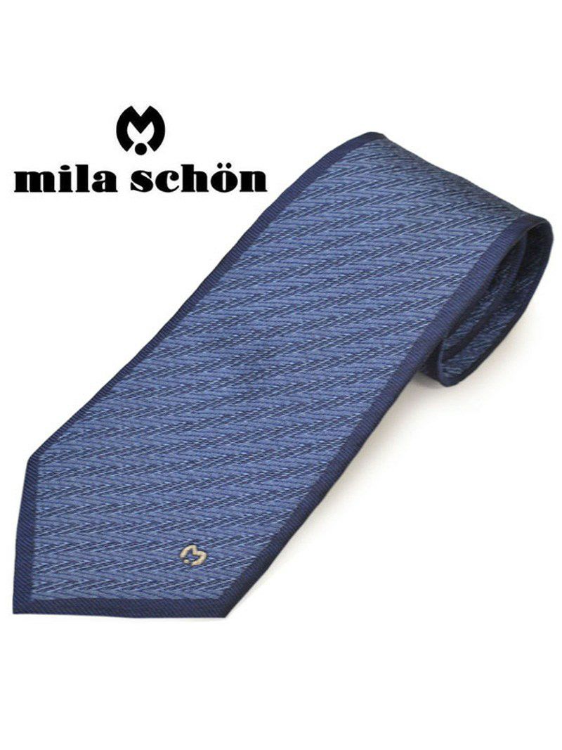 ネクタイミラ ショーン メンズ mila schon ストライプ柄シルクネクタイ(サイズ剣幅9cm)ems20s016 21701-2 ブルー OEO