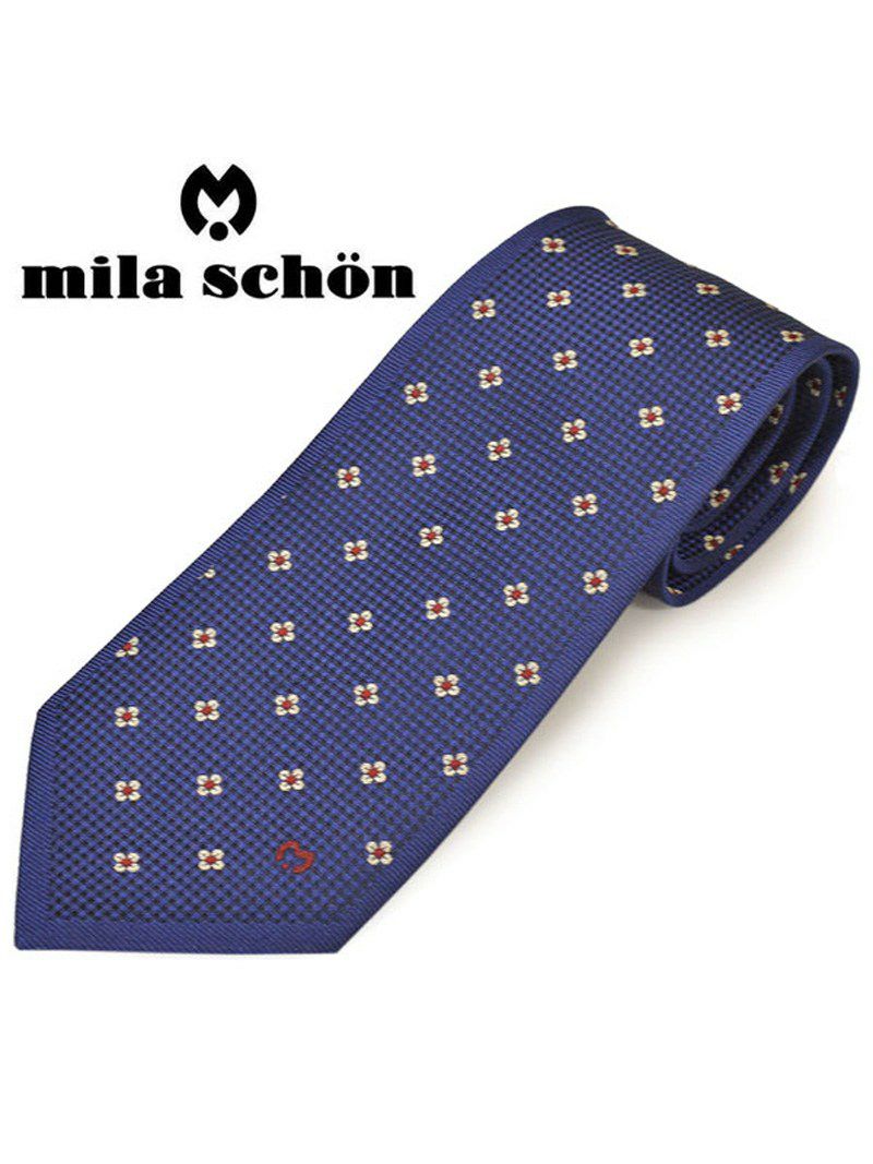 ネクタイミラ ショーン メンズ mila schon 小花柄シルクネクタイ(サイズ剣幅9cm)ems20s018 21807-2 ネイビー OEO