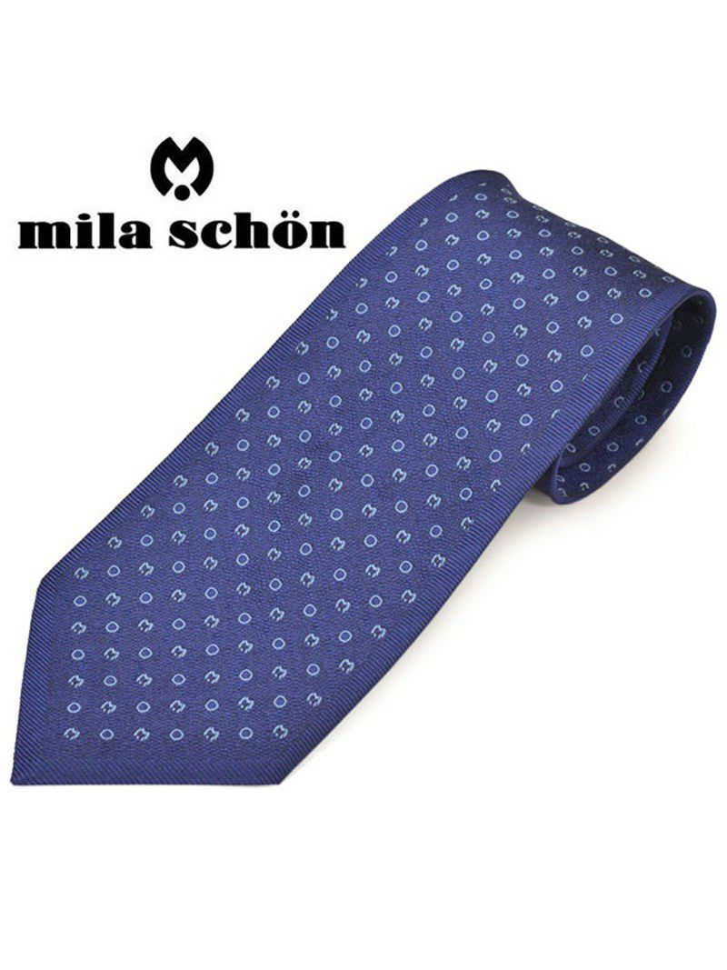 ネクタイミラ ショーン メンズ mila schon ロゴドット柄シルクネクタイ(サイズ剣幅9cm)ems20s021 21812-2 ブルー OEO