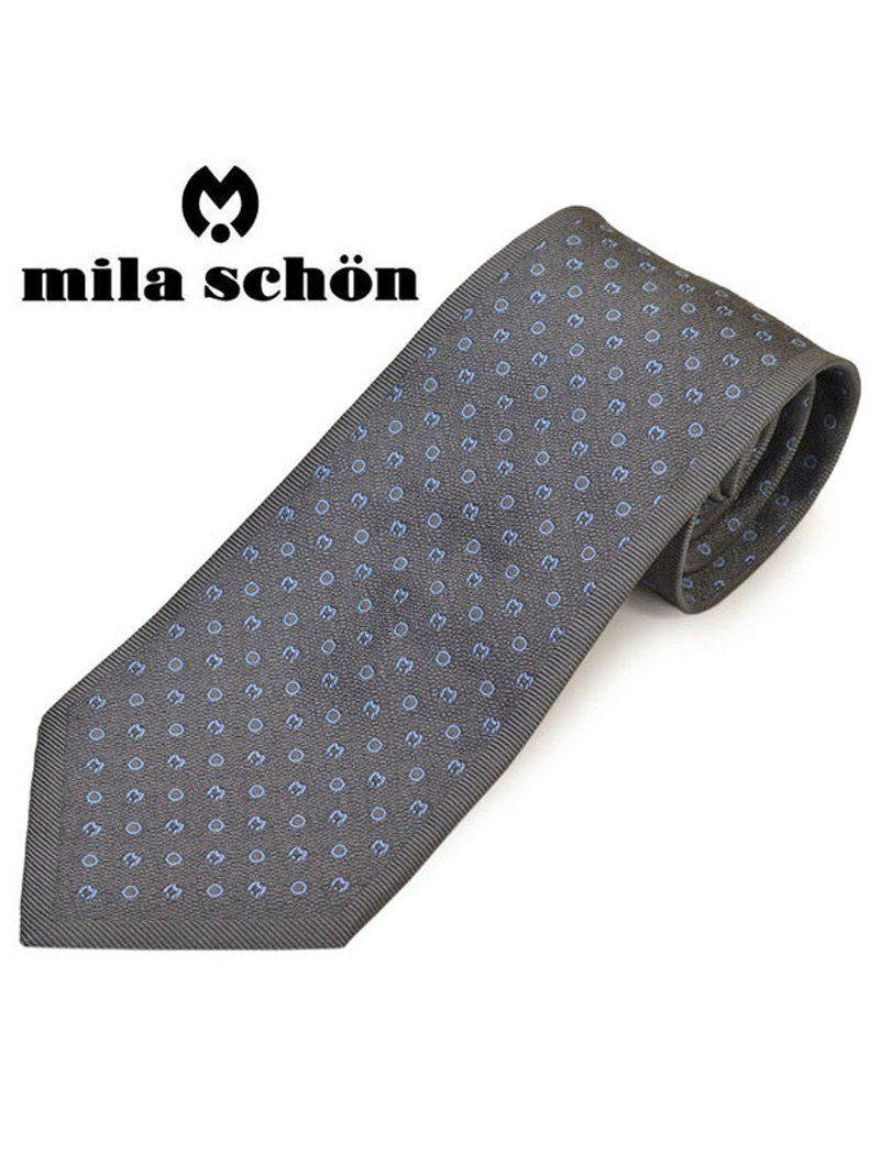 ネクタイミラ ショーン メンズ mila schon ロゴドット柄シルクネクタイ(サイズ剣幅9cm)ems20s022 21812-6 グレー OEO