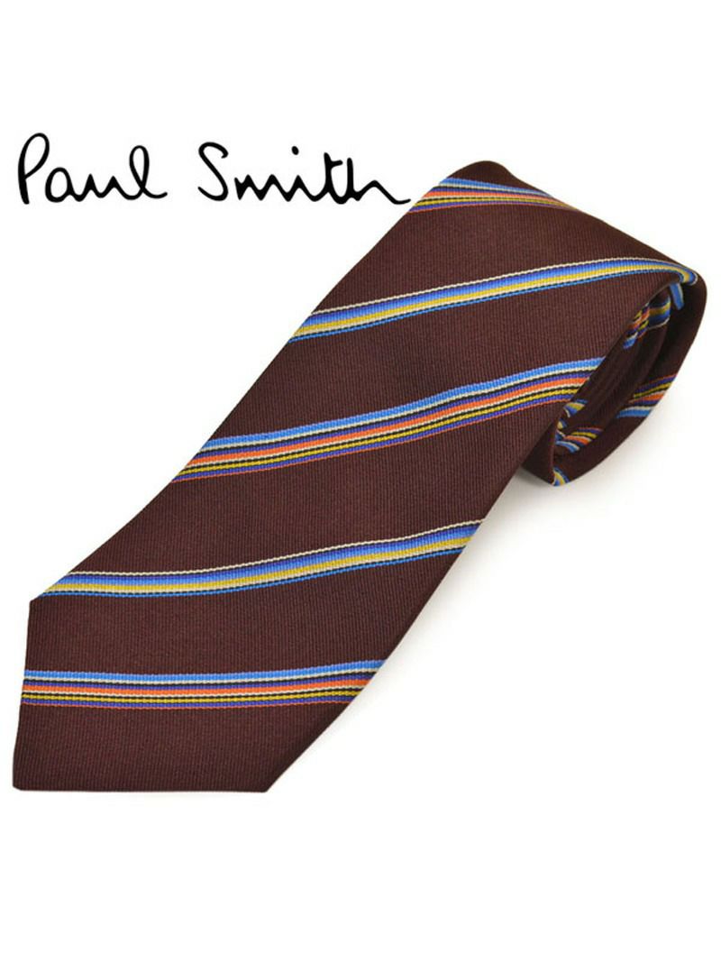 ネクタイ ポールスミス メンズ Paul Smith ストライプ柄シルクネクタイ(サイズ剣幅8cm)eps20s003 ALU112-25 ボルドー OEO