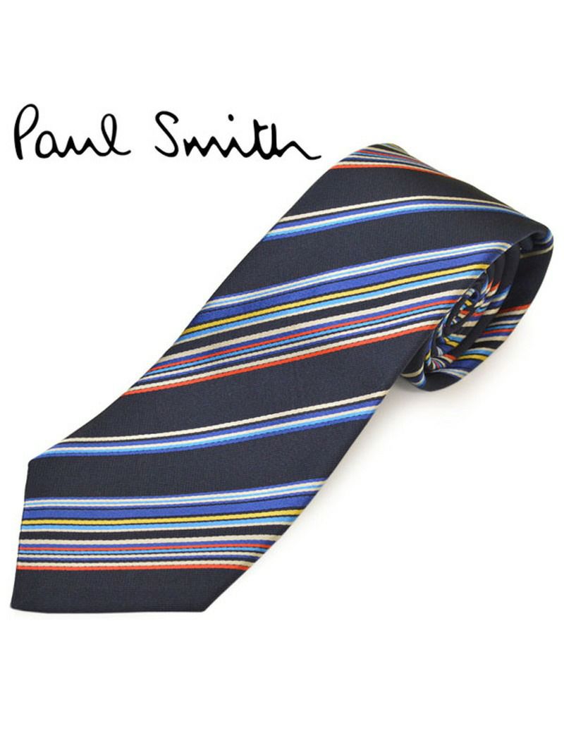 ネクタイ ポールスミス メンズ Paul Smith ストライプ柄シルクネクタイ(サイズ剣幅8cm)eps20s004 ALU115-10 ネイビー OEO