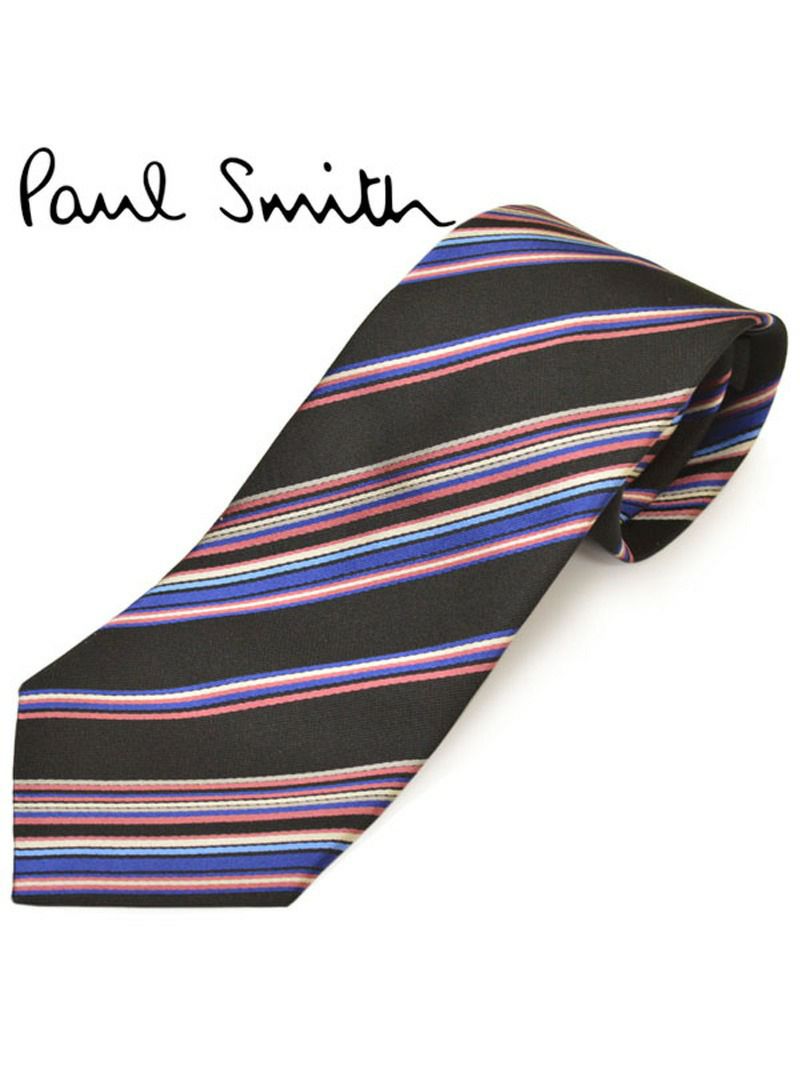 ネクタイ ポールスミス メンズ Paul Smith ストライプ柄シルクネクタイ(サイズ剣幅8cm)eps20s006 ALU115-23 ブラック OEO