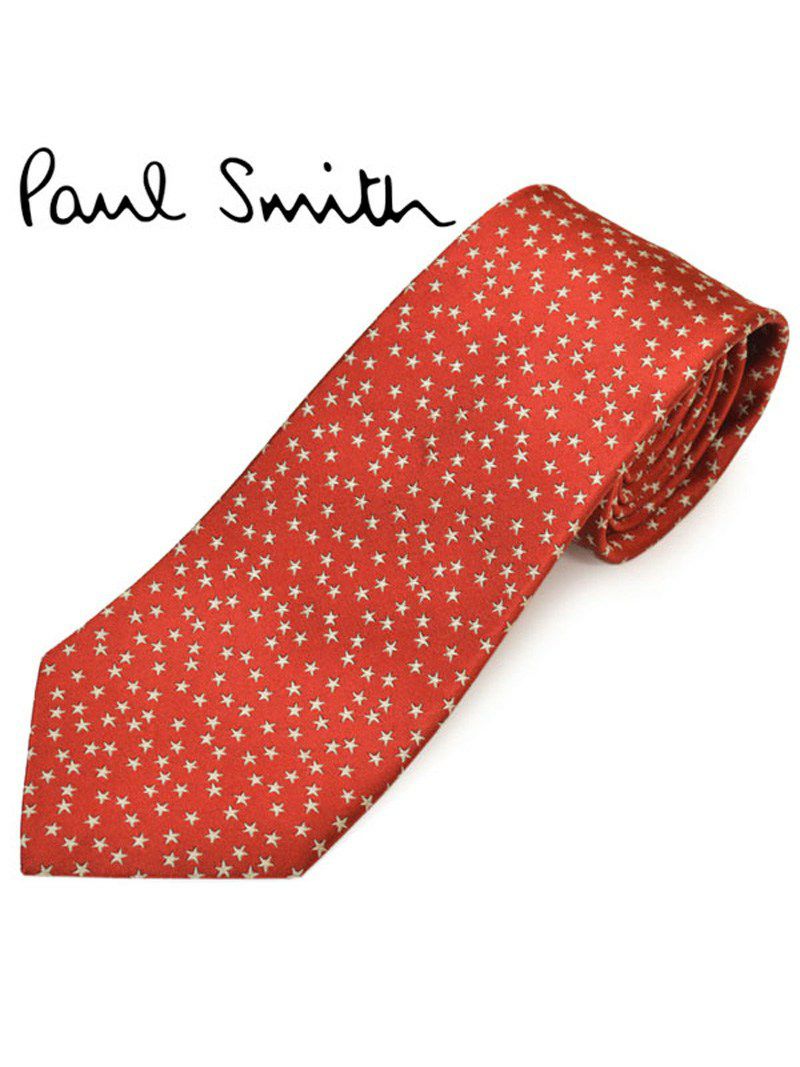 ネクタイ ポールスミス メンズ Paul Smith スター/星柄シルクネクタイ(サイズ剣幅8cm)eps20s007 ALU415-25 レッド OEO