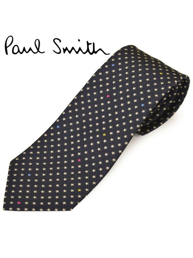 ネクタイ ポールスミス メンズ Paul Smith スター/星柄シルクネクタイ(サイズ剣幅8cm)eps20s010 ALU416-47 ブラック OEO