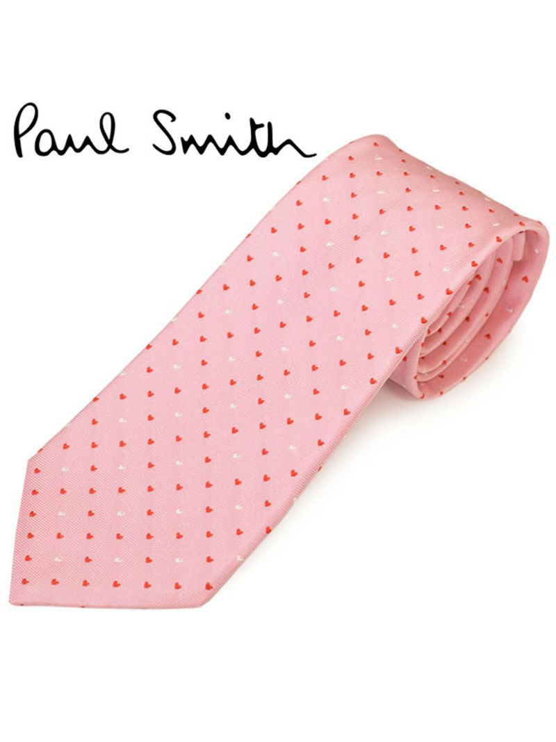 ネクタイ ポールスミス メンズ Paul Smith ハート柄シルクネクタイ(サイズ剣幅8cm)eps20s011 ALU420-20 ピンク OEO