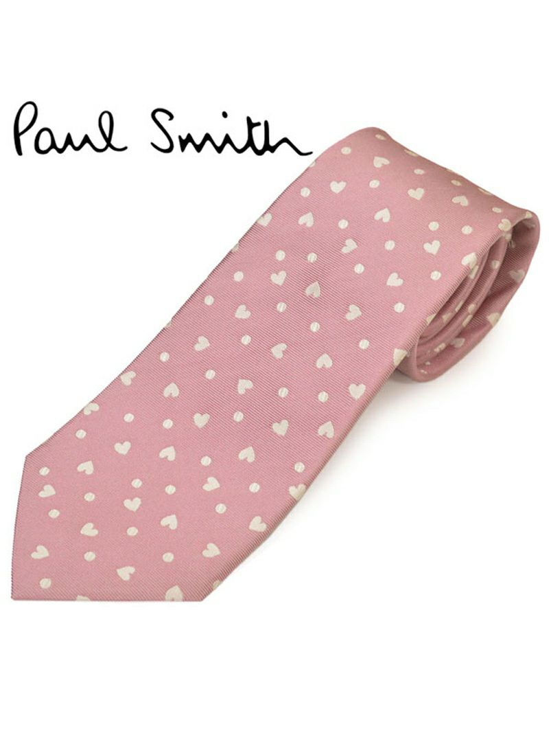 ネクタイ ポールスミス メンズ Paul Smith ハート柄シルクネクタイ(サイズ剣幅8cm)eps20s015 ALU543-23 ピンク OEO