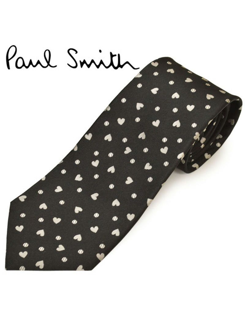 ネクタイ ポールスミス メンズ Paul Smith ハート柄シルクネクタイ(サイズ剣幅8cm)eps20s017 ALU543-79 ブラック OEO