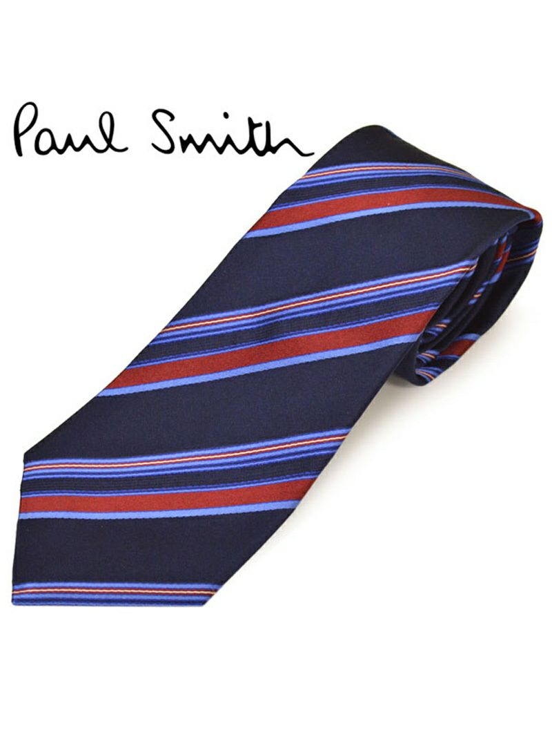 ネクタイ ポールスミス メンズ Paul Smith ストライプ柄シルクネクタイ(サイズ剣幅8cm)eps20s018 ALU770-25 ネイビー OEO