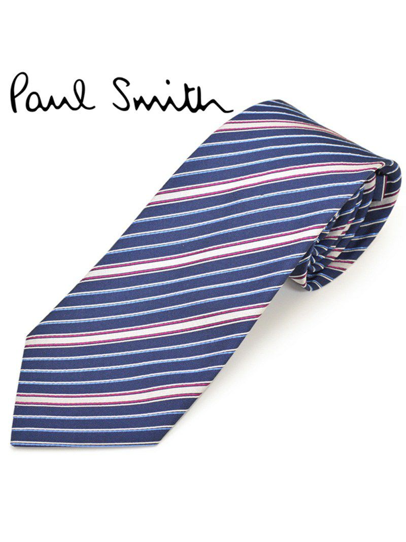 ネクタイ ポールスミス Paul Smith メンズ ストライプ柄 シルク サイズ剣幅8cm eps16w007 AZ10-47 ブルー OEO